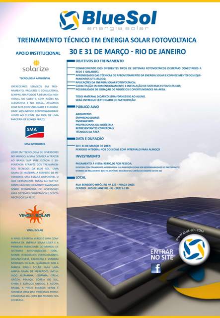 Treinamento técnico em energia solar fotovoltaica
